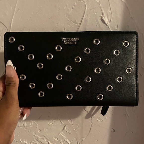 Victoria's Secret Black Wallet with Silver Eyelets - Picture 1 of 4